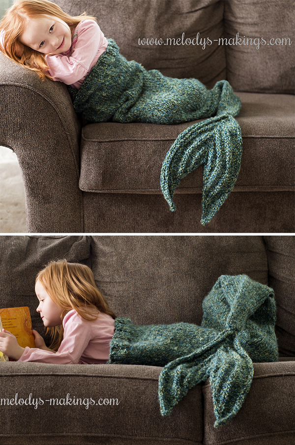 Free Knitting Pattern for Mermaid Tail Blanket - Adult and Child Sizes
