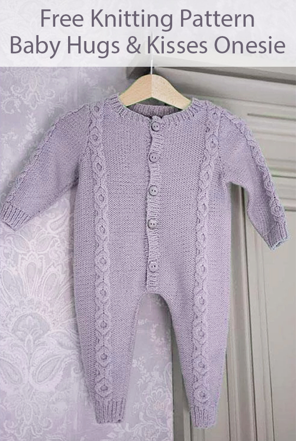 Free Knitting Pattern for Hugs and Kisses Baby Onesie