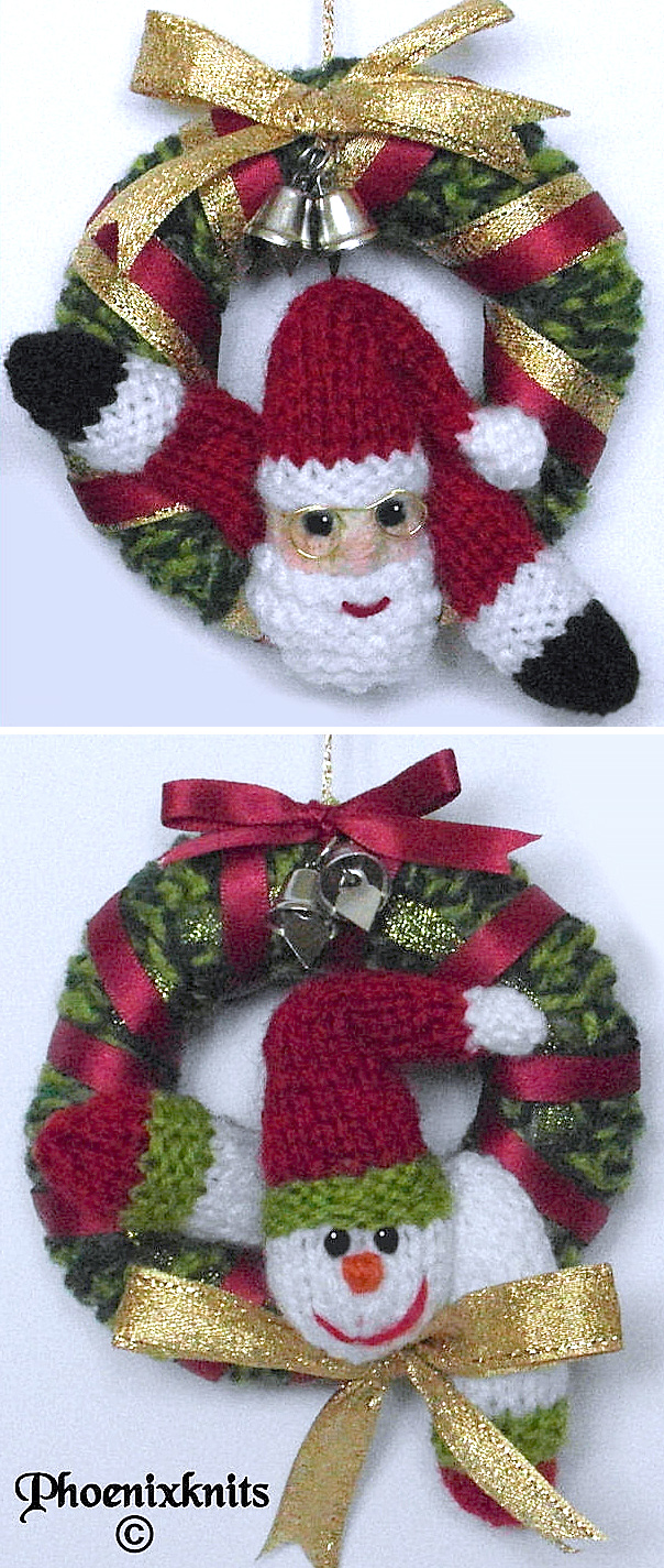 Free Knitting Pattern for Mini Christmas Wreath Ornaments