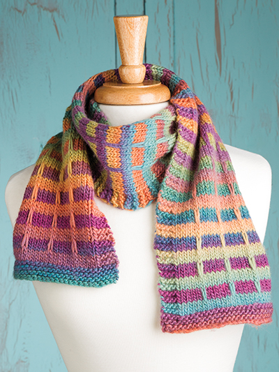 Free knitting pattern for Mock Plaid Scarf and more colorful scarf knitting patterns