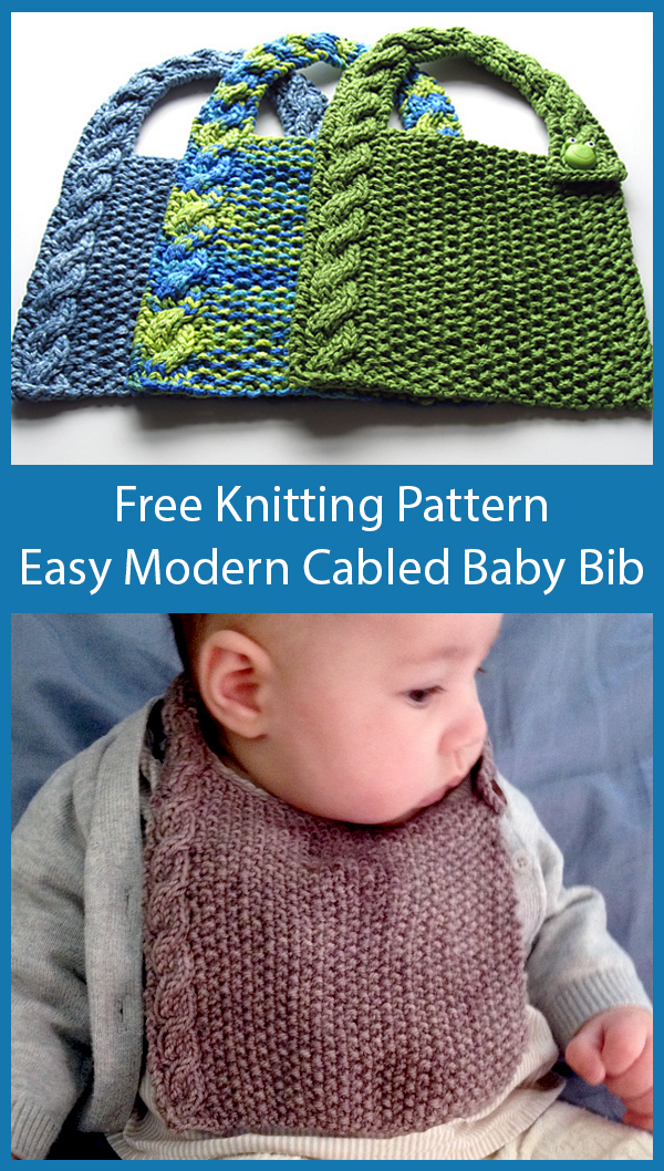 Free Knitting Pattern for Easy Modern Cabled Baby Bib