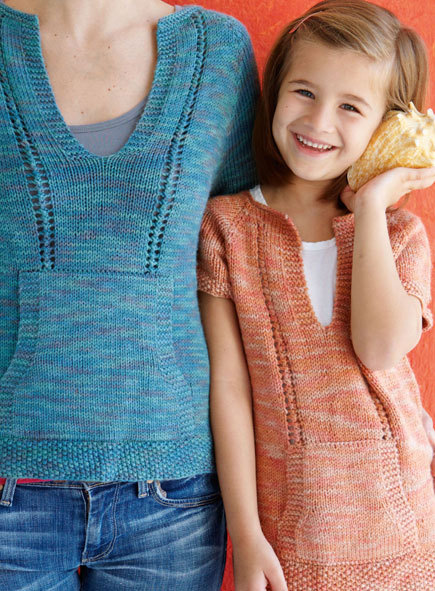 Free knitting pattern for Mom and Daughter Casual Knitted T-Shirts