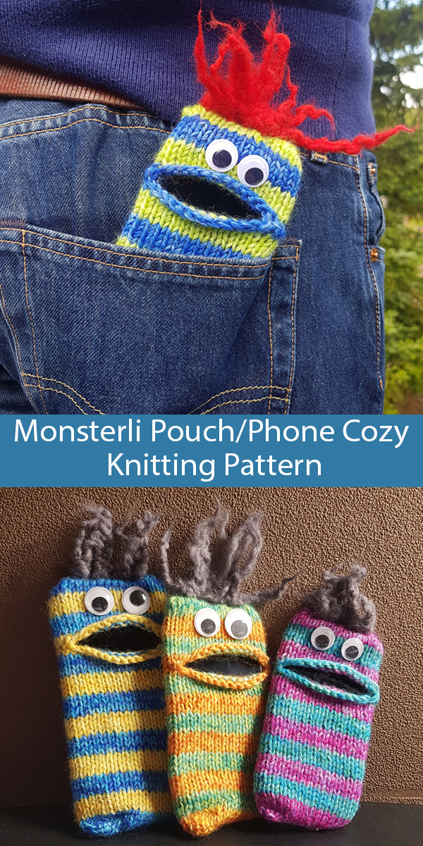 Knitting Pattern for Monsterli Pouch or Phone Cozy Stashbuster