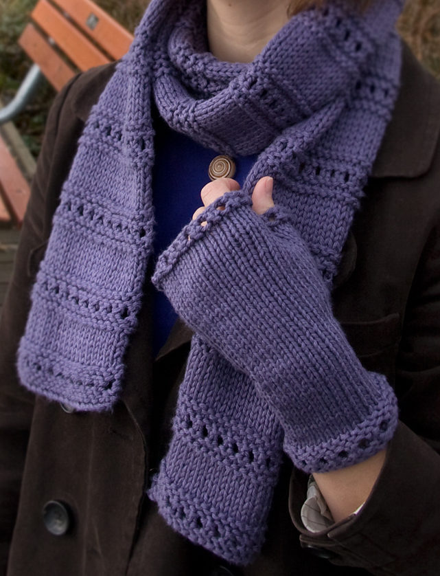 Free Knitting Pattern for Montgomery Scarf and Mitts Set