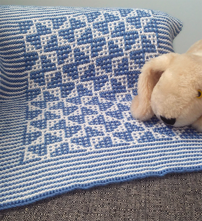 Free Knitting Pattern for Mosaic Butterfly Baby Blanket