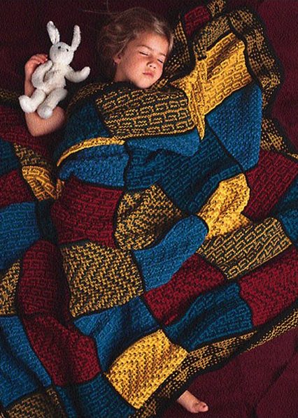 Free Knitting Pattern for Mosaic Tile Afghan