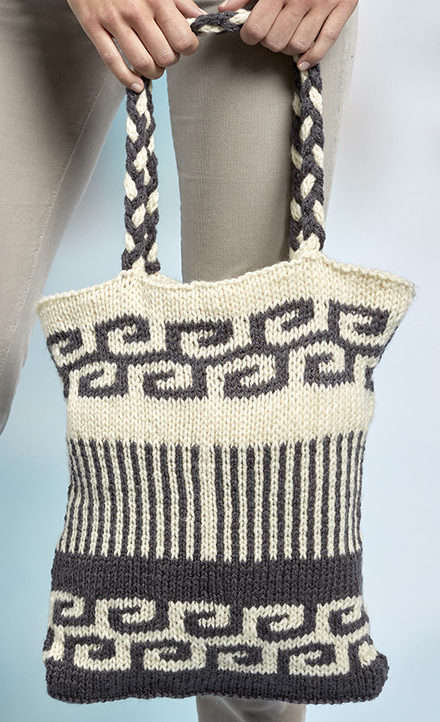 Free Knitting Pattern for Swirls and Stripes Mosaic Bag