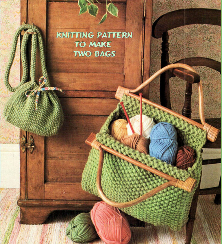 Knitting Pattern for Two Moss Stitch Bags