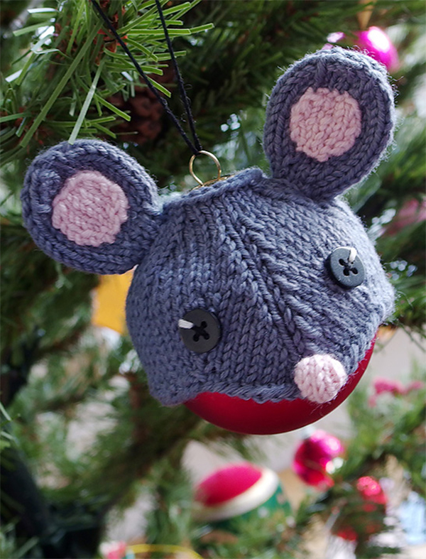 Free Knitting Pattern for Mouse Ornament Hat