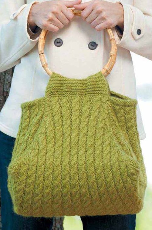 Knitting Pattern for Multi-Cabled Bag