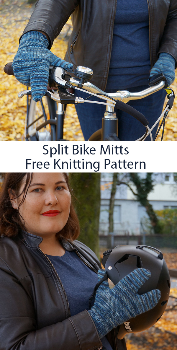 Free Knitting Pattern for Multimodal Split Bike Mitts