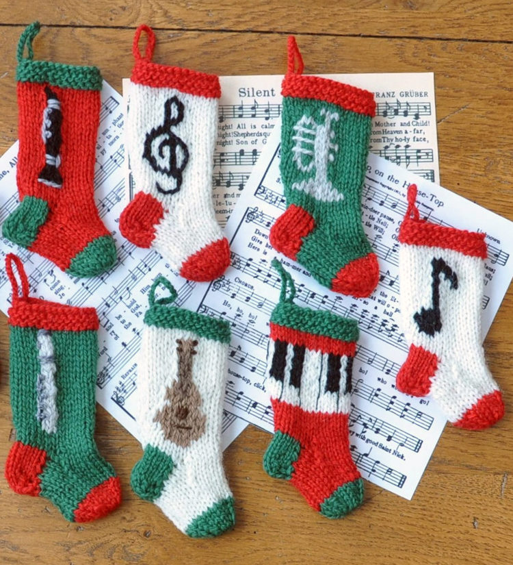 Knitting Pattern for Musical Christmas Stockings