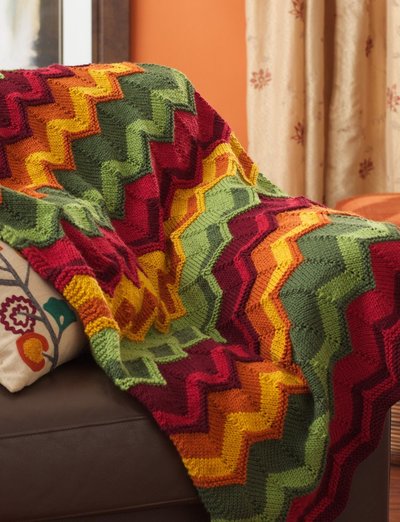 Free knitting pattern for Chevron throw and other Chevron knitting patterns