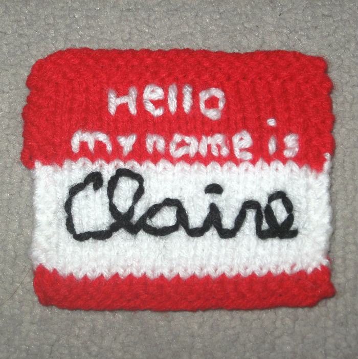 Free Knitting Pattern for Name Tag