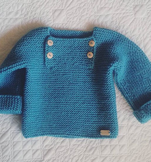Free Knitting Pattern for Easy Garter Stitch Baby Pullover