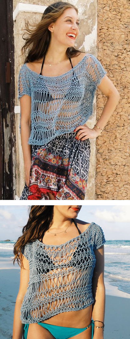 Knitting pattern for Net Beach Cover Up Top