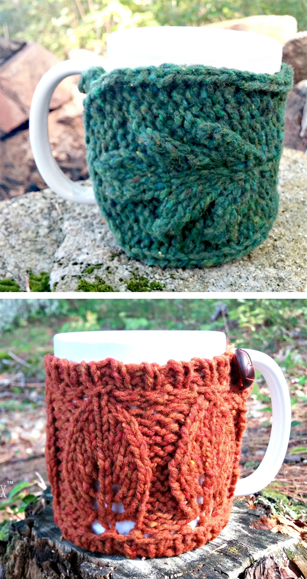 Knitting Pattern Set for Oak and Elm Mug Cozies 