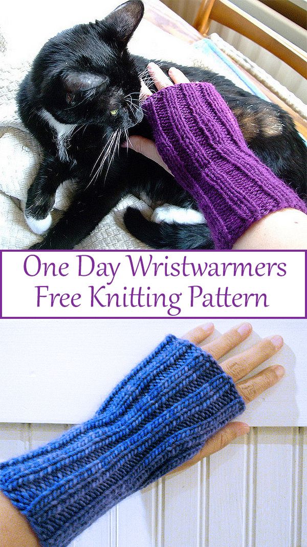 Free knitting pattern for One Day Wristwarmers