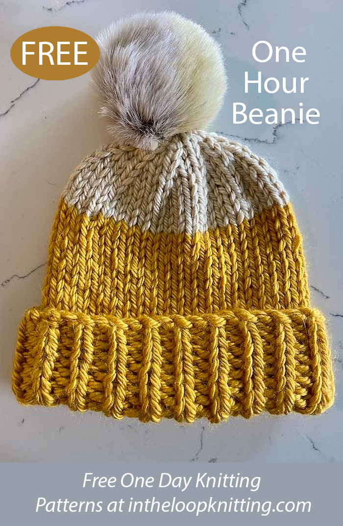 Free One Hour Beanie Hat Knitting Pattern