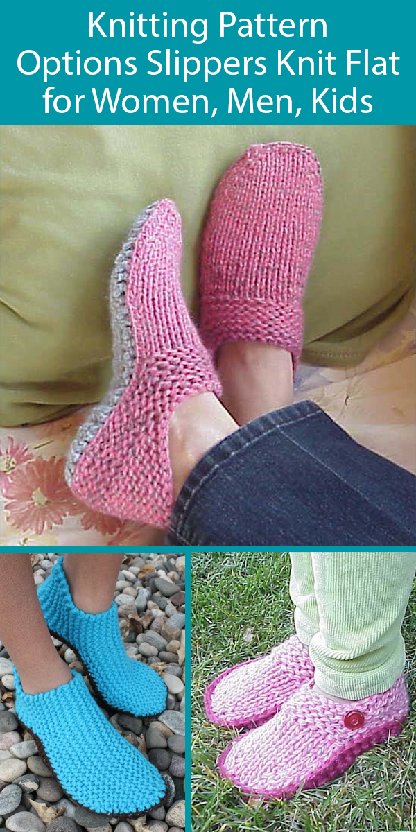 Options Slippers Knit Flat Knitting Patterns