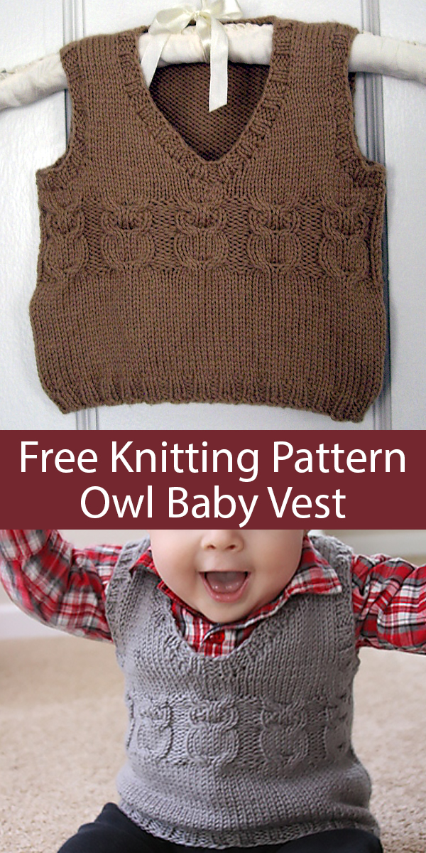 Free Knitting Pattern for Owl Baby Vest