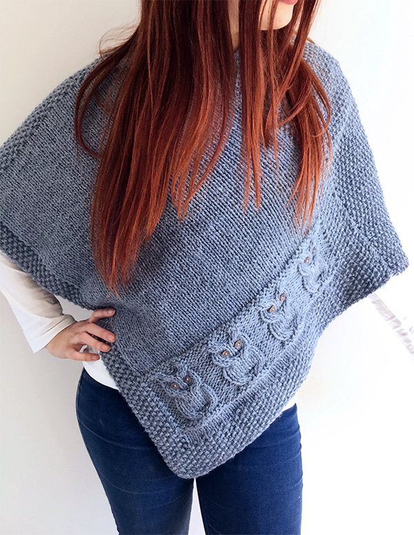 Knitting pattern for Owls Poncho