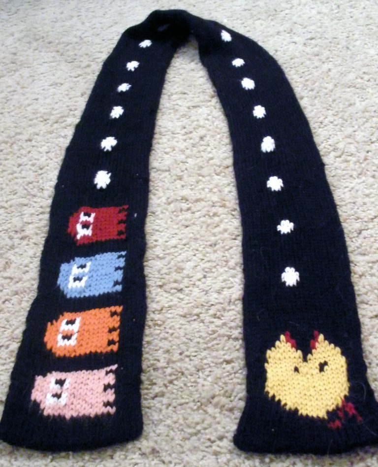Free knitting pattern for Pacman Scarf