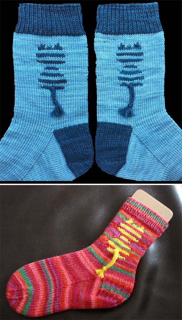 Free Knitting Pattern for Papageno Kitty Socks