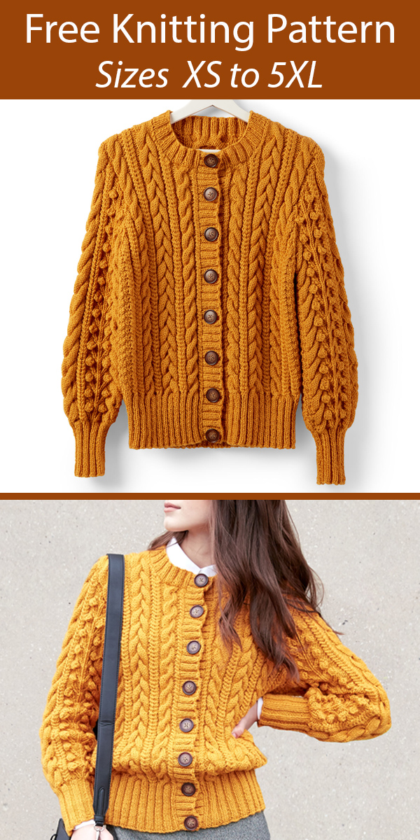 Free Knitting Pattern for Dovercourt Cardigan Cable Sweater