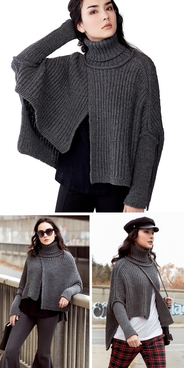 Free Knitting Pattern for 2 Row Repeat Wrapover Swoncho
