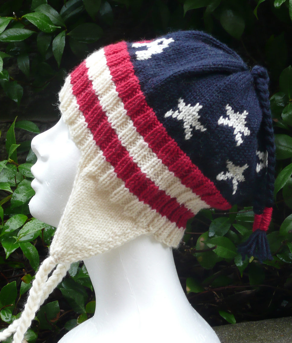 Free Knitting Pattern for Patriotic Earflap Hat