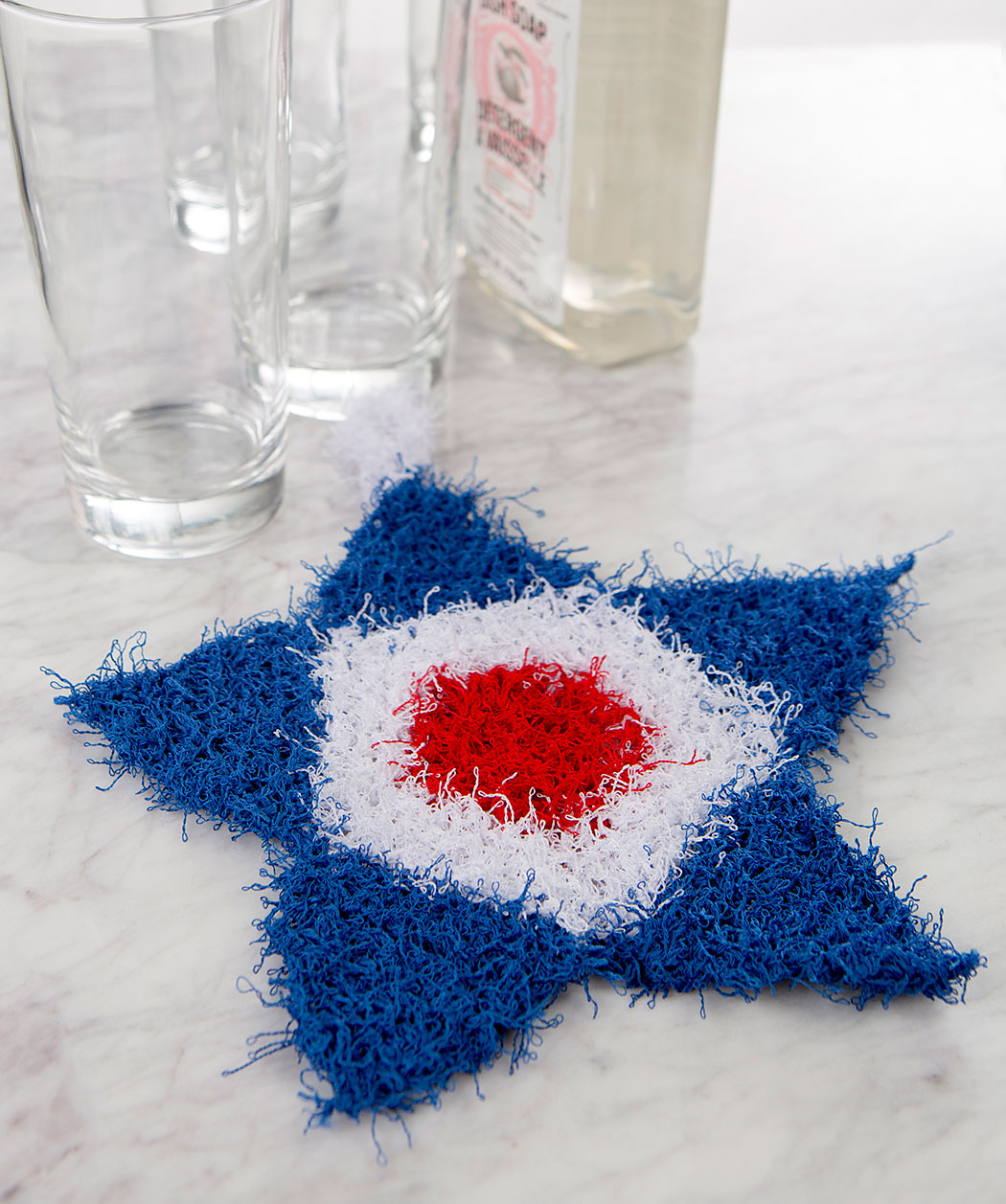 Free Knitting Pattern for Patriotic Star Scrubby