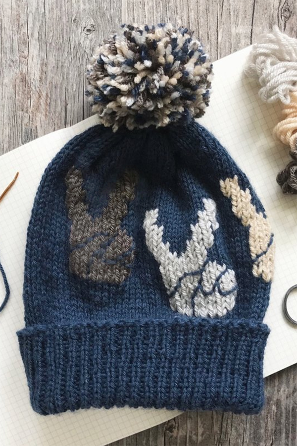 Free Knitting Pattern for Peace Sign Hands Hat