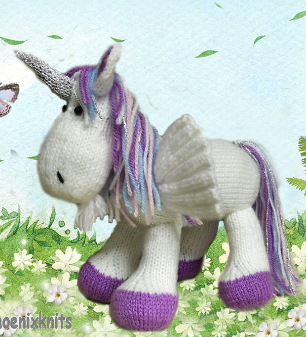 Knitting Pattern for Winged Unicorn Toy