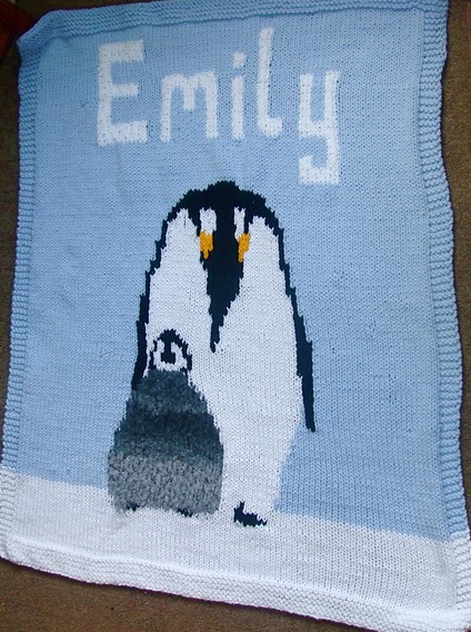 Free knitting pattern for Penguin Baby Blanket