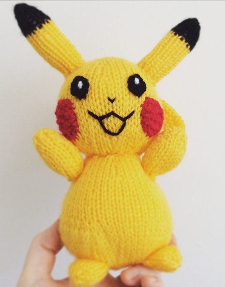 Knitting pattern for Pikachu toy doll