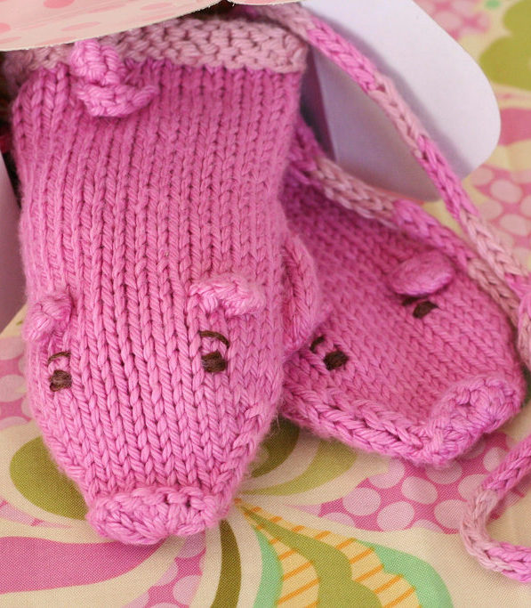 Free Knitting Pattern for Piglet Mittens