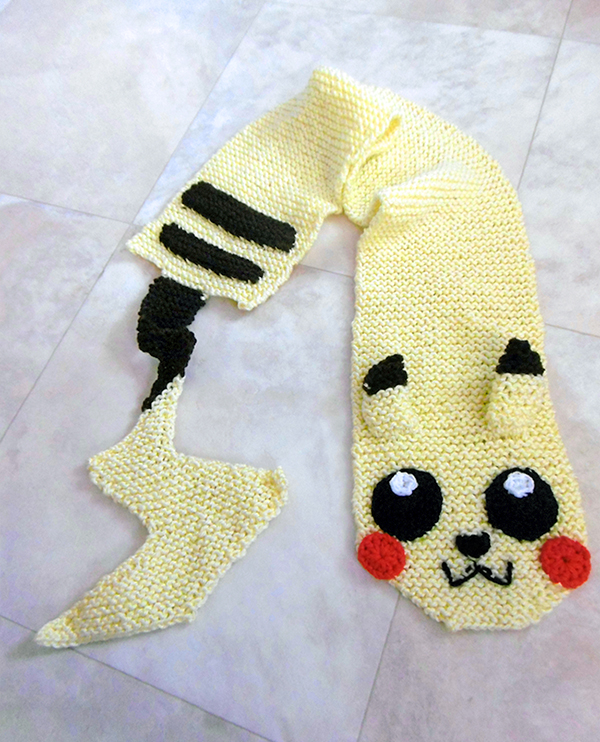 Free Knitting Pattern for Pikachu Scarf