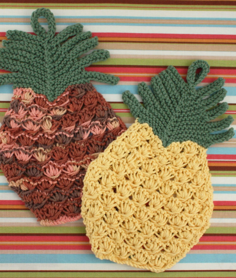 Free Knitting Pattern for Pineapple Dish Cloth