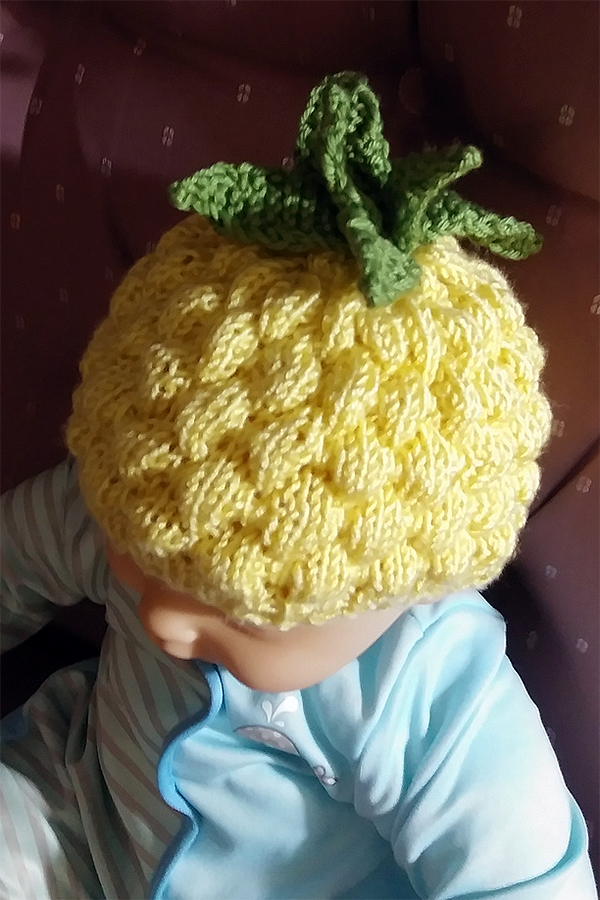 Free Knitting Pattern for Pineapple Baby Hat