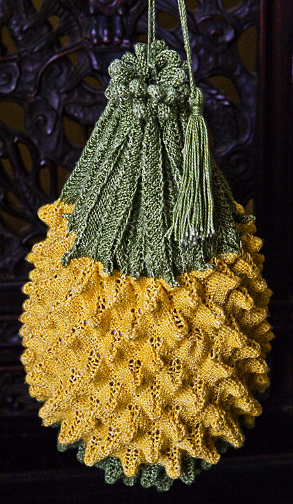 Free Knitting Pattern for Pineapple Reticule Bag