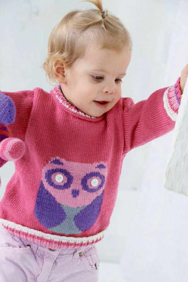 Free Knitting Pattern for Baby Sweater with Owl