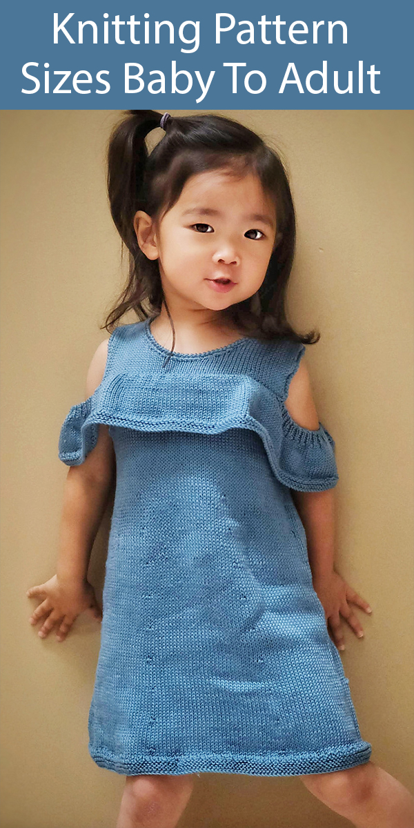 Knitting Pattern for Piper Dress Sizes Baby through Adult (12/18m to XL) 