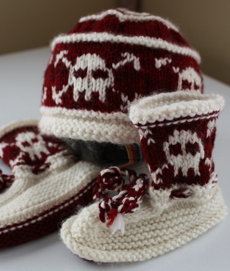 Free Knitting Pattern for Pirate Baby Hat and Booties