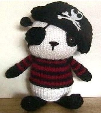 Knitting pattern for Pirate Panda amigurumi plush toy