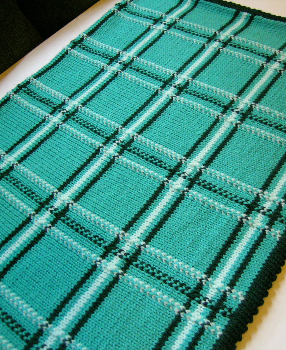 Free Knitting Pattern for Plaid Baby Blanket