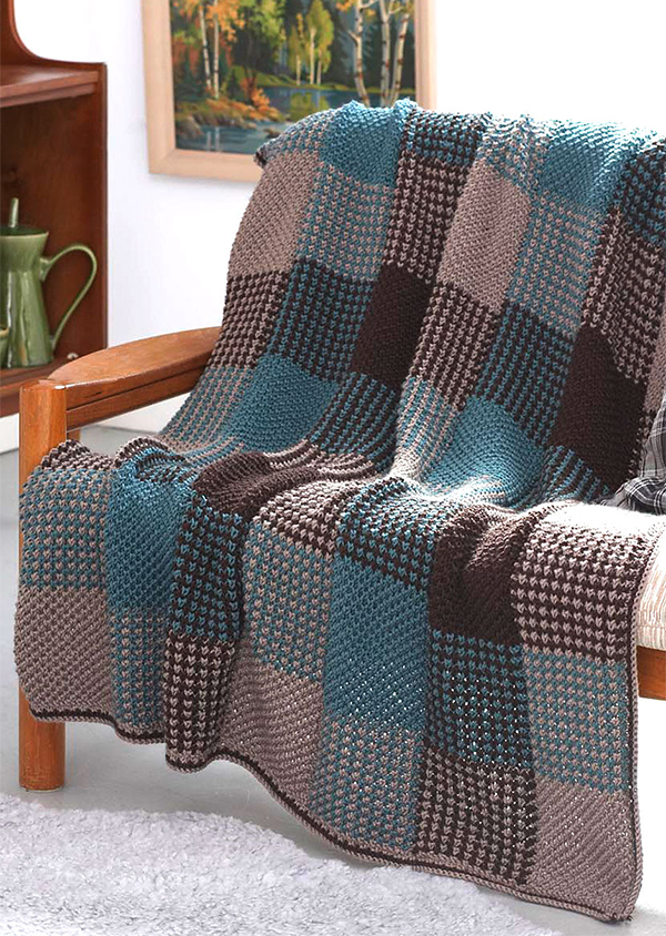 Free Knitting Pattern for Plaid Texture Afghan