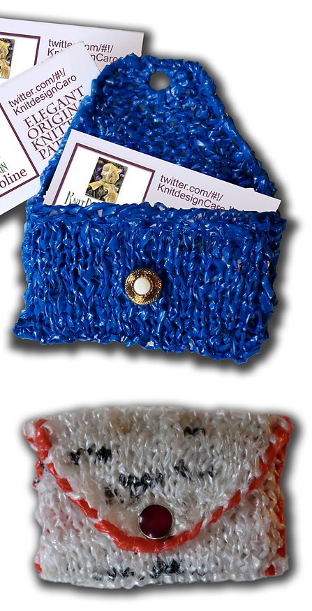 Free knitting pattern for ladycaroline's Recycled Plastic Business Card Case