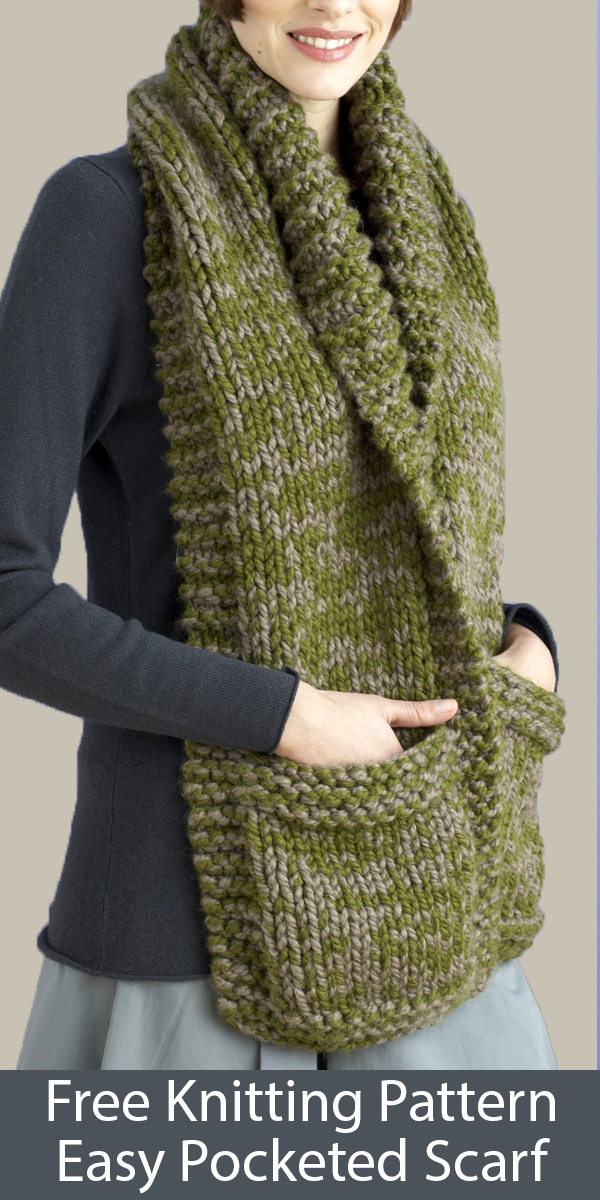 Free Knitting Pattern for Easy Pocketed Scarf