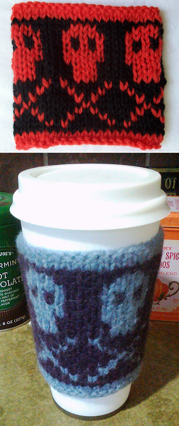 Free Knitting Pattern for POISON! Coffee Cozy